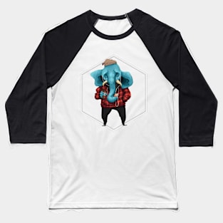 Hipster Elephant Baseball T-Shirt